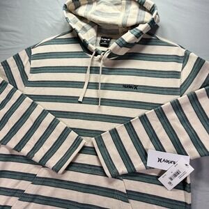 Hurley Hoodie Mens Medium Pullover Striped Sweatshirt Beach Poncho Surf NWT
